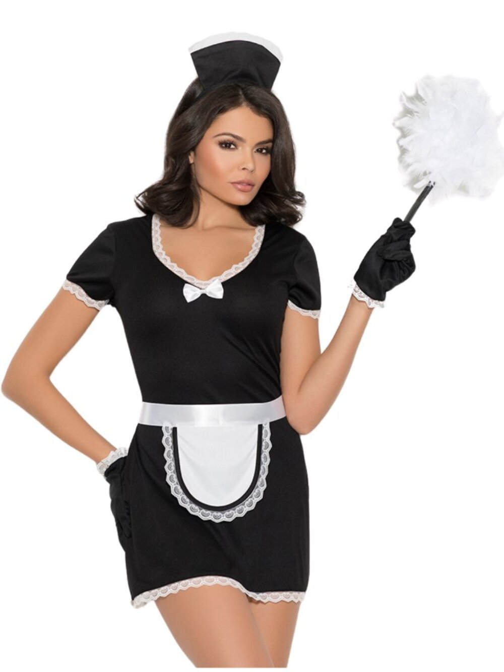 Flirty Maid Costume Mini Dress Apron Gloves Headpiece 3X / 4X